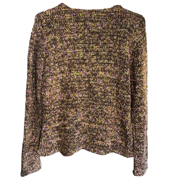 Women M TALBOT's Chunky Cardigan Sweater Brown Purple Colorful zipper Vtg - Picture 5 of 9